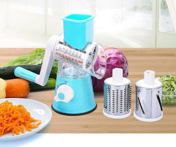 Linova™ 3-in-1 Stainless Steel Vegetable Cutter & Slicer – Round Slicer, Grater, Chopper Blades